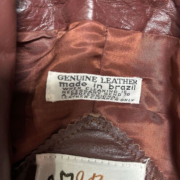 JB Leaders Corp Men's Leather Jacket Size 48 Maroon Lined Pockets Vintage - Picture 4 of 9